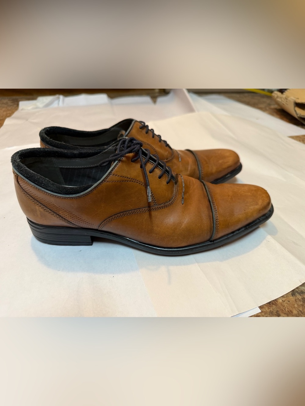Hush Puppies Men’s Brown Leather Cap Toe Oxford Dress Shoes Size 8